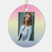 roze paarse pastelregenboog met de roze eenhoorn keramisch ornament (Links)
