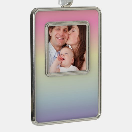 roze paarse pastelregenboog met de roze eenhoorn verzilverd omlijst ornament (Rechts)