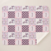 Roze Paarse Patchwork Eenhoorn Harten Custom Name Sherpa Deken (Voorkant (horizontaal))