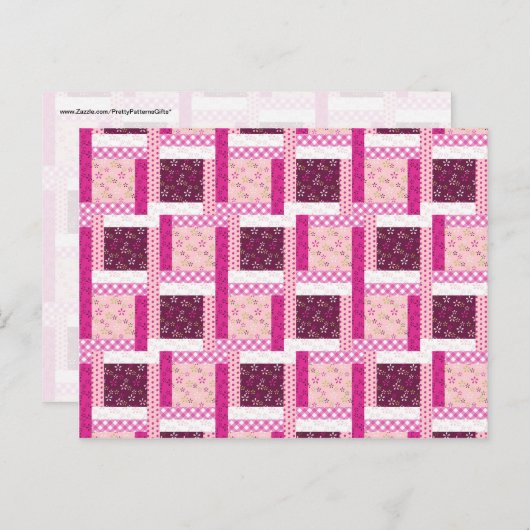  roze Paarse patchwork - Kantel design cadeaus Briefkaart (Voorkant / Achterkant)
