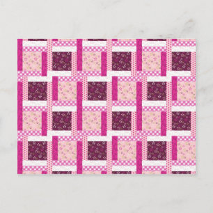  roze Paarse patchwork - Kantel design cadeaus Briefkaart