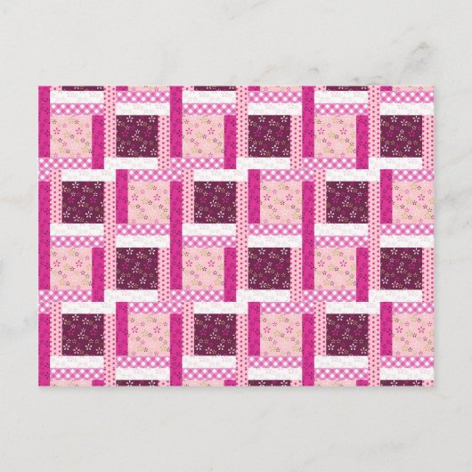  roze Paarse patchwork - Kantel design cadeaus Briefkaart (Voorkant)