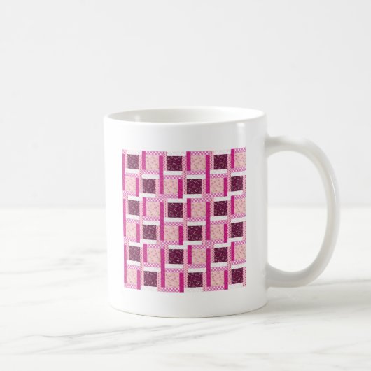roze Paarse patchwork - Kantel design cadeaus Koffiemok (Rechts)