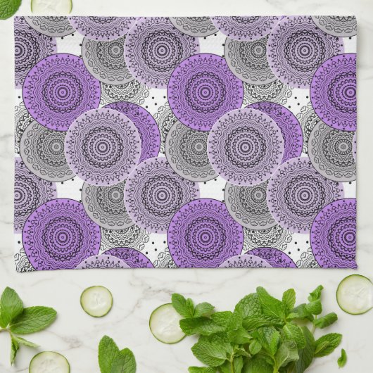 Roze paarse patroon Arabische mandala oosterse sti Theedoek (Gevouwen)