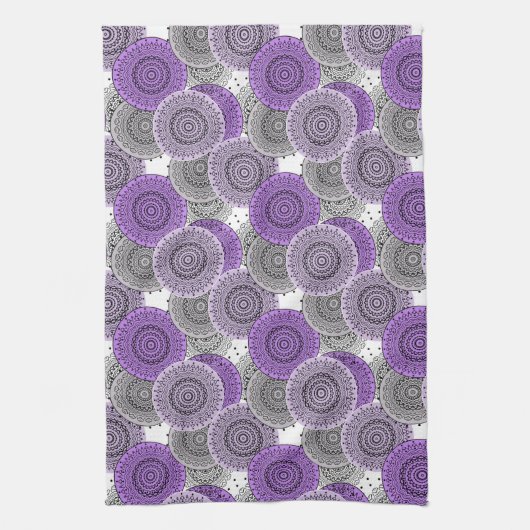 Roze paarse patroon Arabische mandala oosterse sti Theedoek (Verticaal)