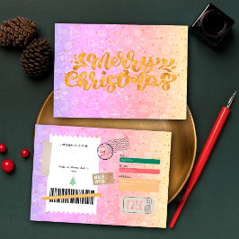 Roze Paarse Patroon Kerst Ticket Cadeaubon