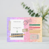 Roze Paarse Patroon Kerst Ticket Cadeaubon (Staand voorkant)