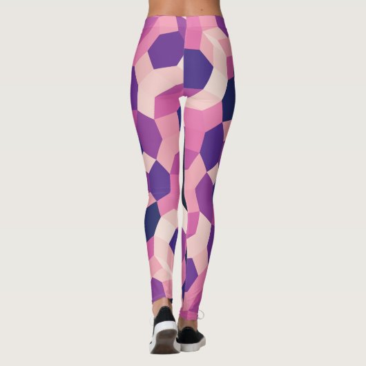 Roze Paarse Patroon Leggings (Achterkant)