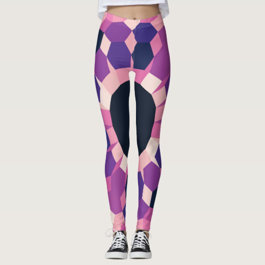 Roze Paarse Patroon Leggings (Voorkant)