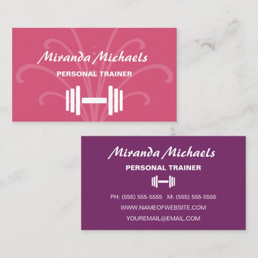 Roze Paarse Personal Trainer Visitekaartje (Voorkant / Achterkant)