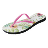Roze Paarse Perzik Bloemige Groene Planten Teenslippers (Schuin)