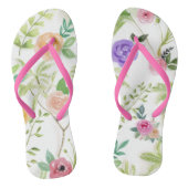 Roze Paarse Perzik Bloemige Groene Planten Teenslippers (Voetbed)