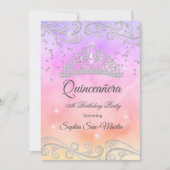 Roze Paarse perzik Silver Quinceanera 15e verjaard Kaart (Voorkant)