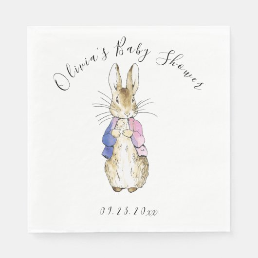 Roze Paarse Peter Rabbit Baby shower Servet (Voorkant)