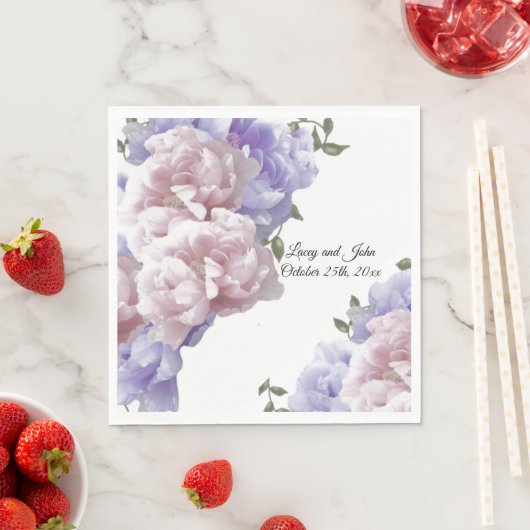 Roze Paarse pinda's Wedding Paper Napkins Servet (Insitu)