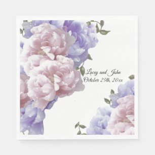 Roze Paarse pinda's Wedding Paper Napkins Servet