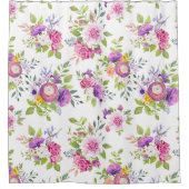 Roze & Paarse pioenen bloemboeket Douchegordijn (Voorkant)