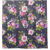 Roze & Paarse pioenen bloemboeket Douchegordijn (Voorkant)