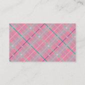 Roze Paarse Plaid Teddy Bear Luier Raffle Ticket Informatiekaartje (Achterkant)