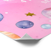 Roze Paarse Planeet Space Girl's Geboorte Welkom T Poster (Hoek)