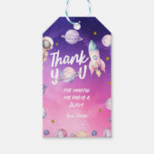 Roze Paarse Planeet Space Girl's verjaardagscadeau Cadeaulabel (Voorkant)
