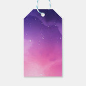 Roze Paarse Planeet Space Girl's verjaardagscadeau Cadeaulabel (Achterkant)