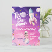 Roze Paarse Planeet Twee Het Maanmeisje 2e Verjaar Kaart (Staand voorkant)