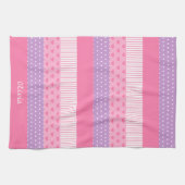 Roze Paarse poka Dots Stripes Hearts Patroon Theedoek (Horizontaal)