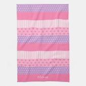 Roze Paarse poka Dots Stripes Hearts Patroon Theedoek (Verticaal)