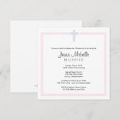 Roze Paarse Polka Dot Cross | doop Kaart (Voorkant / Achterkant)