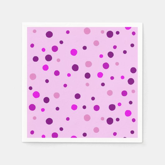 Roze Paarse Polka Dots Lichtroze papieren servette Servet (Voorkant)