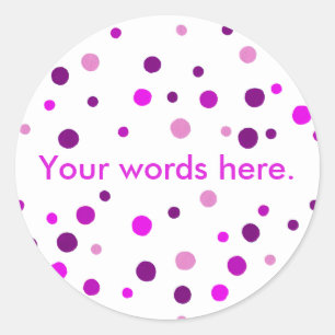 Roze Paarse polka stipt je woorden hier Stickers
