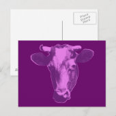 Roze & Paarse Pop Art Koe Briefkaart (Voorkant / Achterkant)