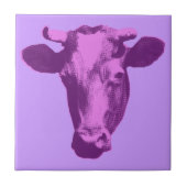 Roze & Paarse Pop Art Koe Tegeltje (Voorkant)