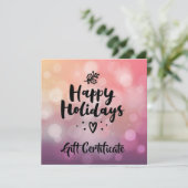 Roze Paarse Prettige feestdagen Cadeaubon (Staand voorkant)