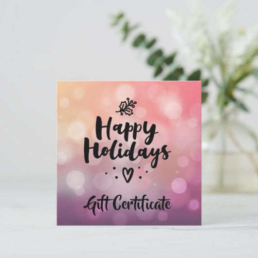 Roze Paarse Prettige feestdagen Cadeaubon (Staand voorkant)