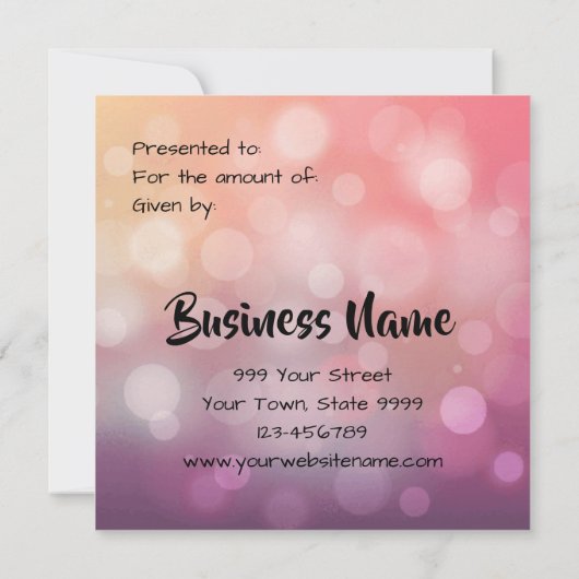 Roze Paarse Prettige feestdagen Cadeaubon (Achterkant)