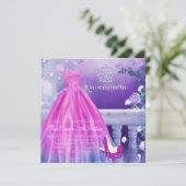 Roze Paarse Princess Quinceanera Kaart (Staand voorkant)
