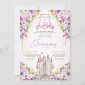 Roze Paarse Prinses Kasteel Royal Quinceanera Kaart (Voorkant)