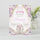 Roze Paarse Prinses Kasteel Royal Quinceanera Kaart (Staand voorkant)
