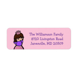 Roze & Paarse Prinses Retouradreslabels Etiket