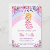 Roze Paarse Prinses Verjaardagsuitnodigingen Kaart (Voorkant)