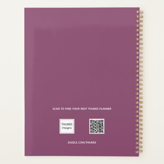 Roze paarse pruim monogram initialen naam 2026 planner (Achterkant)