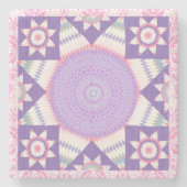Roze Paarse Quilt Block Pattern Art Onderzetter (Voorkant)