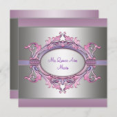 Roze Paarse Quinceanera Kaart (Voorkant / Achterkant)