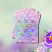 Roze paarse regenboog glitters monogram inpakpapier vel