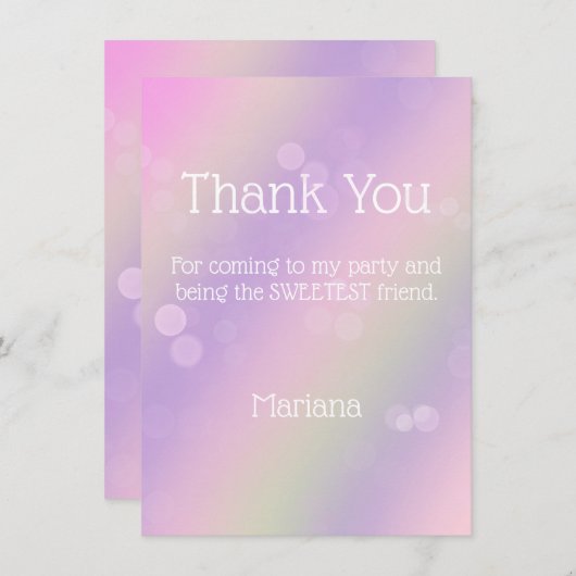 Roze Paarse Regenboog Meisje Bedankt Kaart (Voorkant / Achterkant)