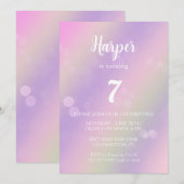 Roze Paarse regenboogmeisjes Birthday Kaart (Voorkant / Achterkant)