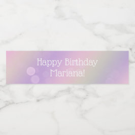 Roze Paarse regenboogmeisjes Birthday Waterfles Etiket