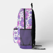 Roze & Paarse Retro bloemrijke groovy Monogram Bedrukte Rugzak (Rechts)